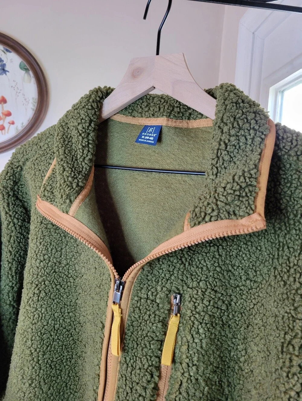 NEW George Full Zip Sherpa Forest‎ Olive Green One Pocket Jacket, Size Mens XL
